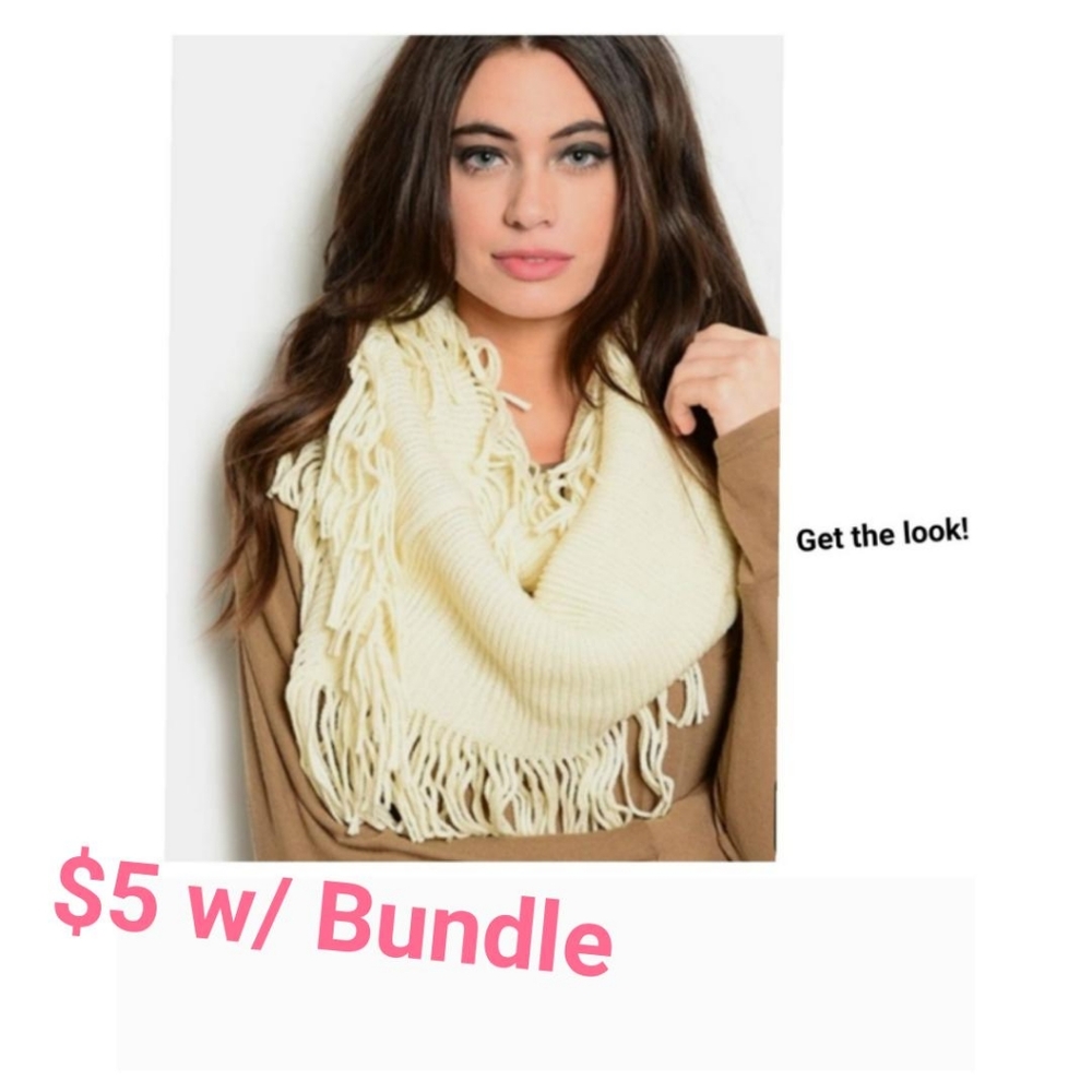 Scarf -Ivory Fringe Infinity